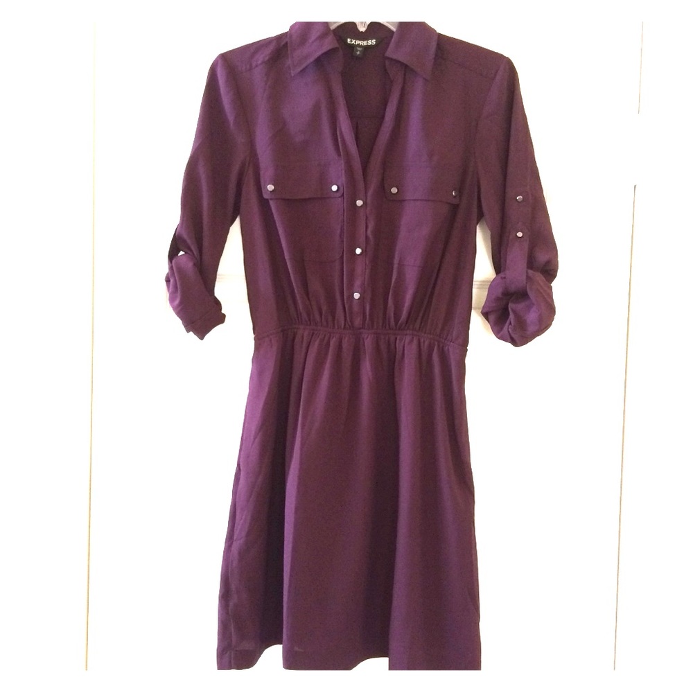 Express- Long sleeve Shirt Dress Purple Size S NWT